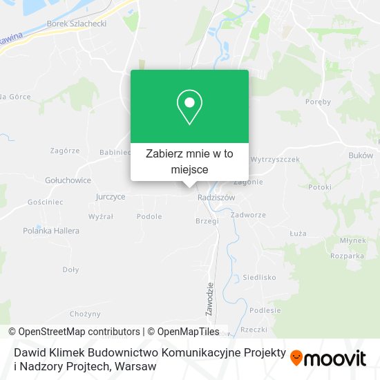 Mapa Dawid Klimek Budownictwo Komunikacyjne Projekty i Nadzory Projtech