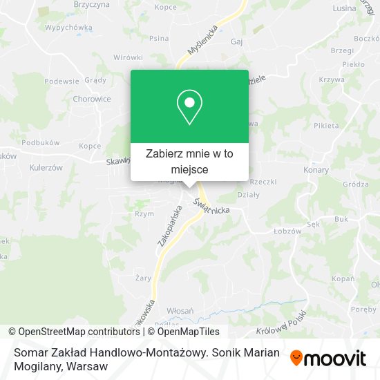 Mapa Somar Zakład Handlowo-Montażowy. Sonik Marian Mogilany