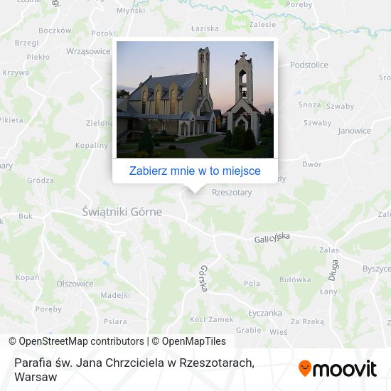 Mapa Parafia św. Jana Chrzciciela w Rzeszotarach