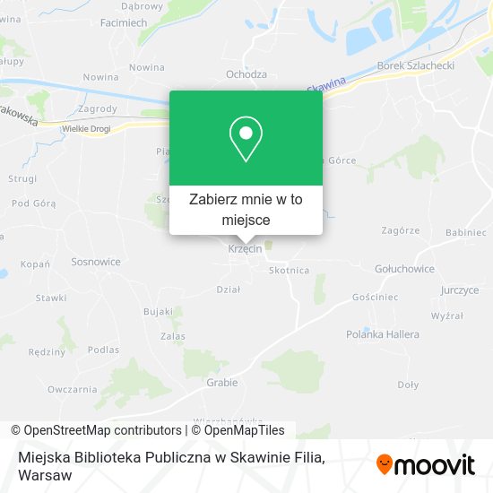 Mapa Miejska Biblioteka Publiczna w Skawinie Filia