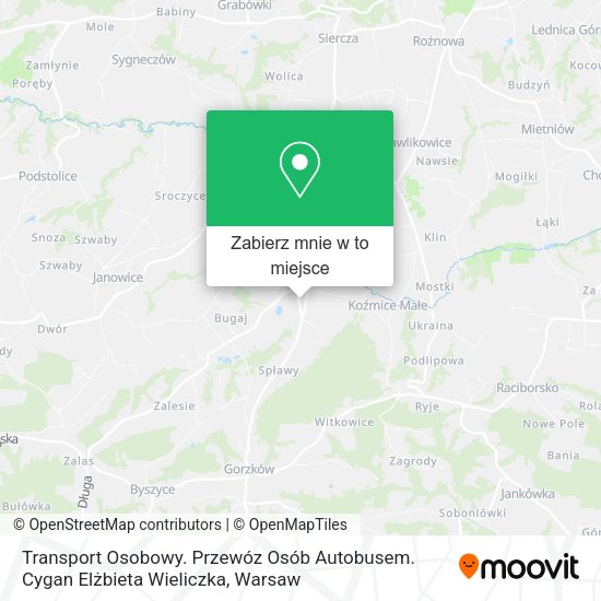 Mapa Transport Osobowy. Przewóz Osób Autobusem. Cygan Elżbieta Wieliczka