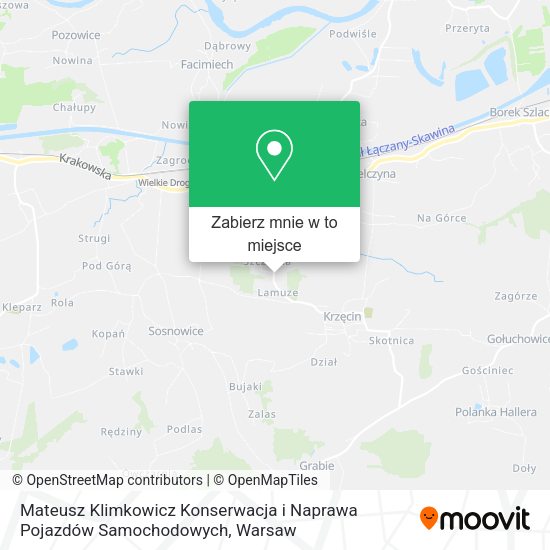 Mapa Mateusz Klimkowicz Konserwacja i Naprawa Pojazdów Samochodowych