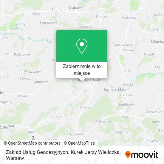 Mapa Zakład Usług Geodezyjnych. Kurek Jerzy Wieliczka