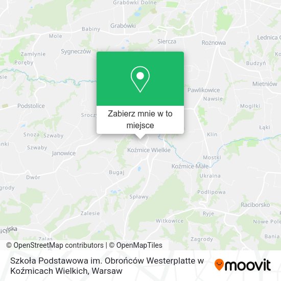 Mapa Szkoła Podstawowa im. Obrońców Westerplatte w Koźmicach Wielkich