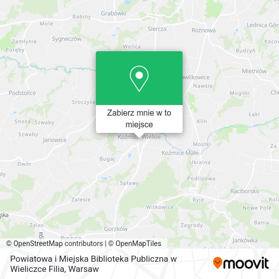 Mapa Powiatowa i Miejska Biblioteka Publiczna w Wieliczce Filia