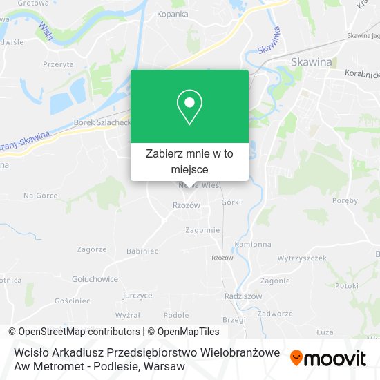 Mapa Wcisło Arkadiusz Przedsiębiorstwo Wielobranżowe Aw Metromet - Podlesie