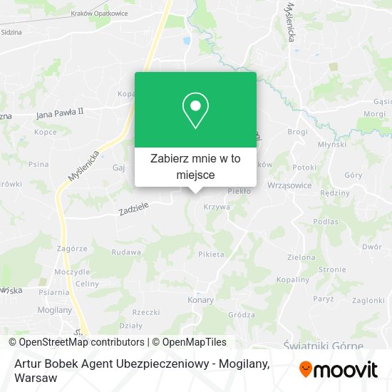 Mapa Artur Bobek Agent Ubezpieczeniowy - Mogilany