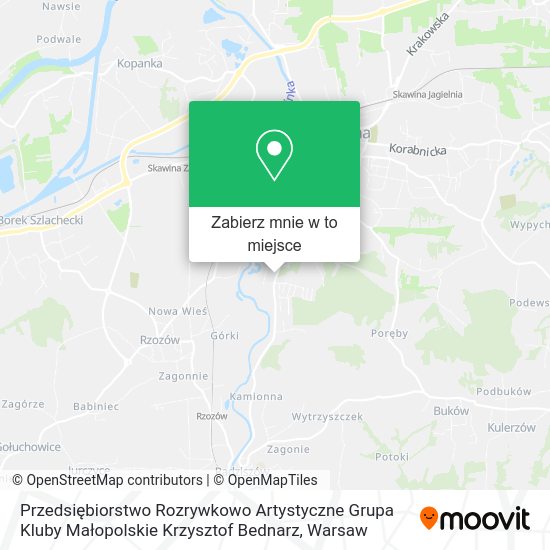 Mapa Przedsiębiorstwo Rozrywkowo Artystyczne Grupa Kluby Małopolskie Krzysztof Bednarz