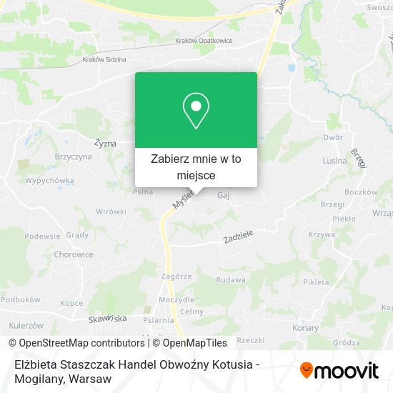 Mapa Elżbieta Staszczak Handel Obwoźny Kotusia - Mogilany