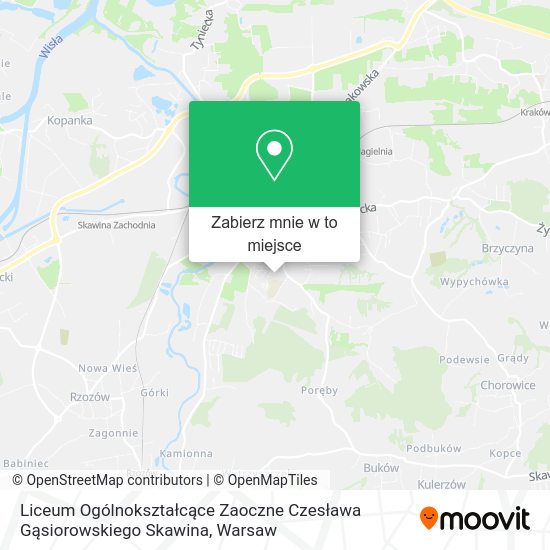 Mapa Liceum Ogólnokształcące Zaoczne Czesława Gąsiorowskiego Skawina