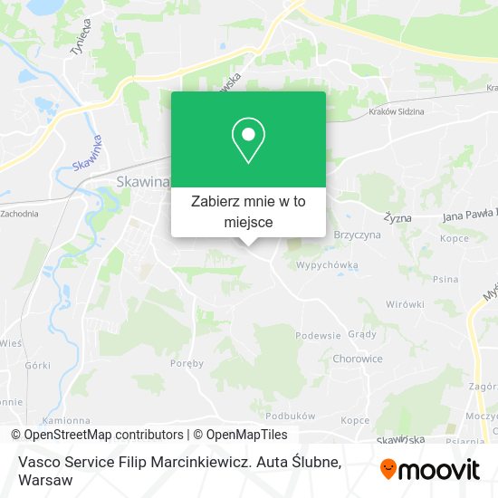 Mapa Vasco Service Filip Marcinkiewicz. Auta Ślubne