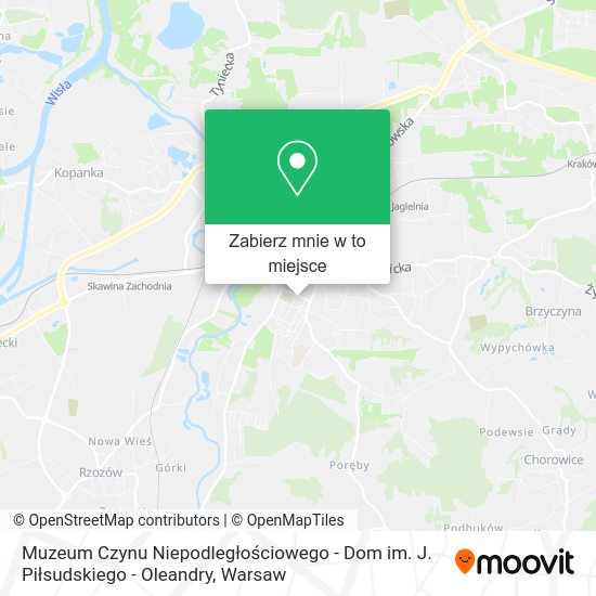 Mapa Muzeum Czynu Niepodległościowego - Dom im. J. Piłsudskiego - Oleandry