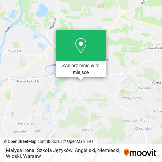 Mapa Małysa Irena. Szkoła Języków. Angielski, Niemiecki, Włoski