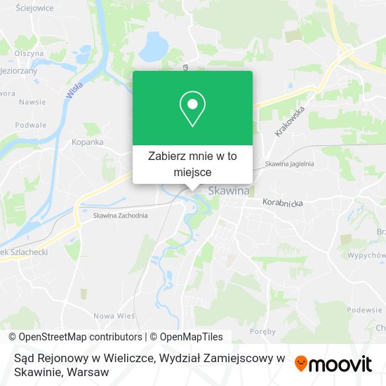 Mapa Sąd Rejonowy w Wieliczce, Wydział Zamiejscowy w Skawinie