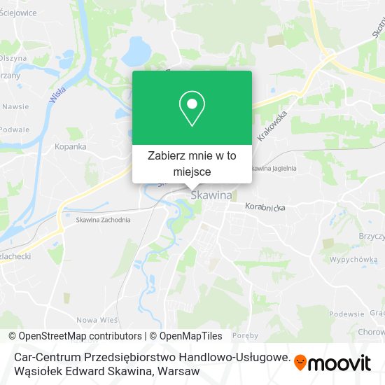 Mapa Car-Centrum Przedsiębiorstwo Handlowo-Usługowe. Wąsiołek Edward Skawina