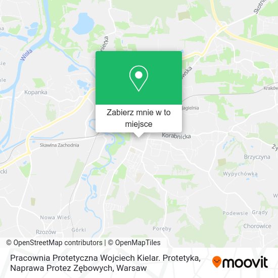 Mapa Pracownia Protetyczna Wojciech Kielar. Protetyka, Naprawa Protez Zębowych