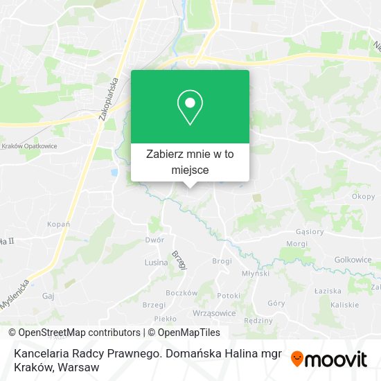 Mapa Kancelaria Radcy Prawnego. Domańska Halina mgr Kraków