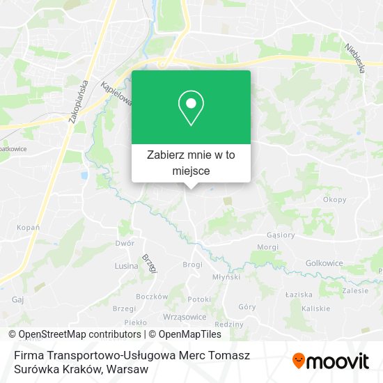 Mapa Firma Transportowo-Usługowa Merc Tomasz Surówka Kraków