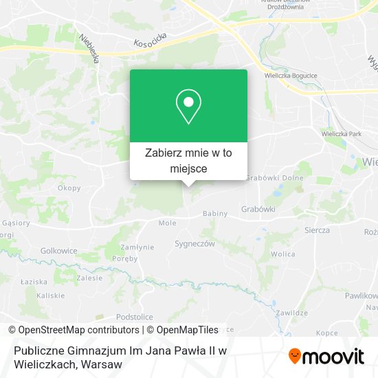 Mapa Publiczne Gimnazjum Im Jana Pawła II w Wieliczkach