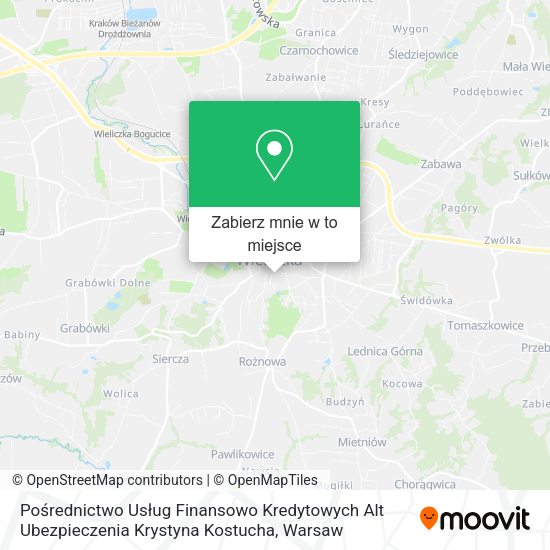 Mapa Pośrednictwo Usług Finansowo Kredytowych Alt Ubezpieczenia Krystyna Kostucha