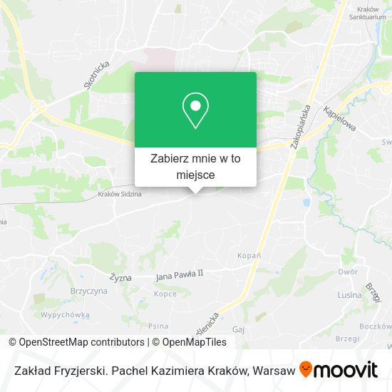 Mapa Zakład Fryzjerski. Pachel Kazimiera Kraków