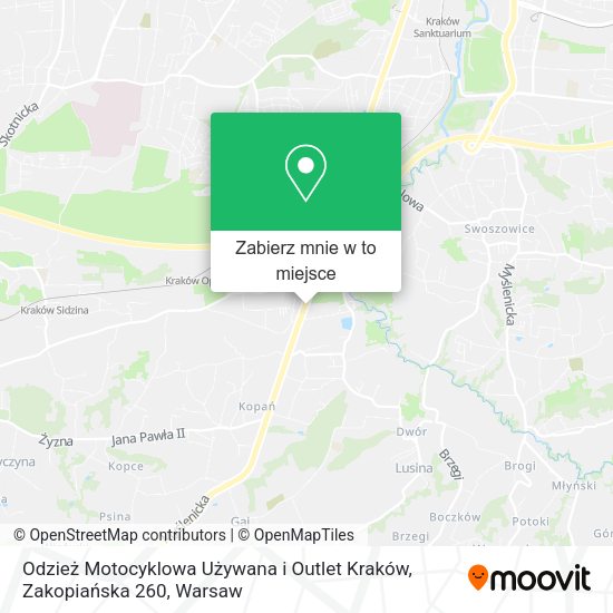 Mapa Odzież Motocyklowa Używana i Outlet Kraków, Zakopiańska 260