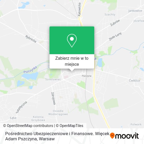 Mapa Pośrednictwo Ubezpieczeniowe i Finansowe. Więcek Adam Pszczyna