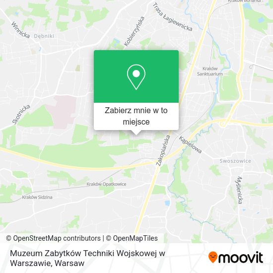 Mapa Muzeum Zabytków Techniki Wojskowej w Warszawie