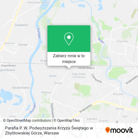 Mapa Parafia P. W. Podwyższenia Krzyża Świętego w Zbylitowskiej Górze