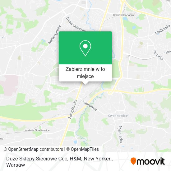 Mapa Duze Sklepy Sieciowe Ccc, H&M, New Yorker.