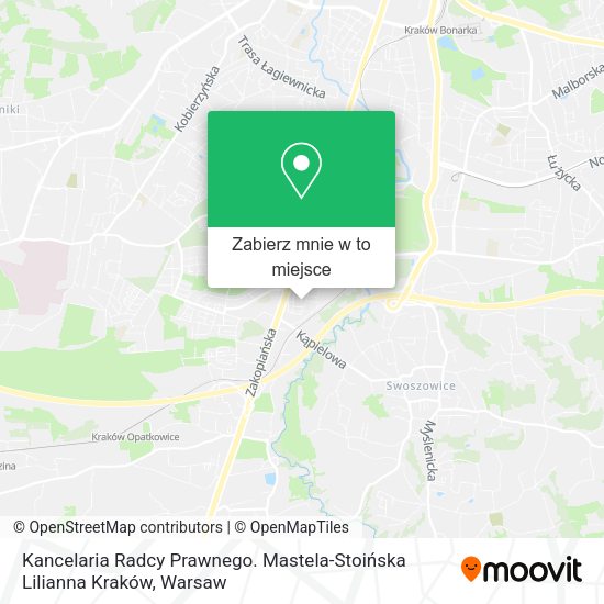 Mapa Kancelaria Radcy Prawnego. Mastela-Stoińska Lilianna Kraków