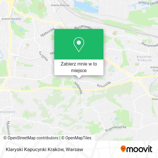 Mapa Klaryski Kapucynki Kraków