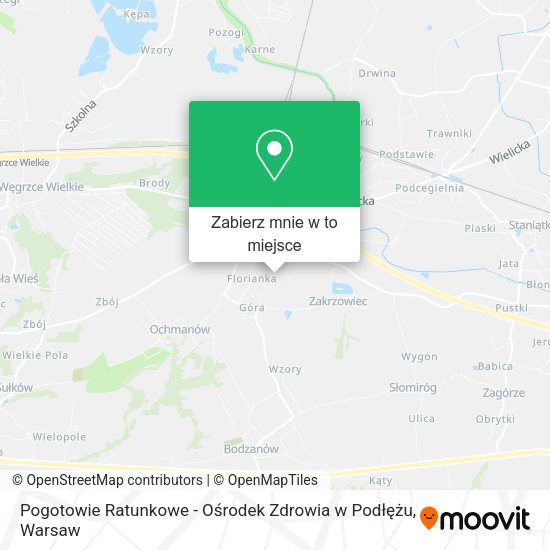 Mapa Pogotowie Ratunkowe - Ośrodek Zdrowia w Podłężu