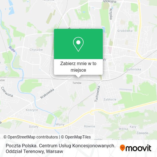 Mapa Poczta Polska. Centrum Usług Koncesjonowanych. Oddział Terenowy