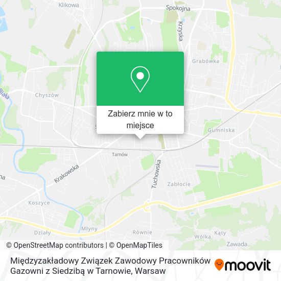 Mapa Międzyzakładowy Związek Zawodowy Pracowników Gazowni z Siedzibą w Tarnowie