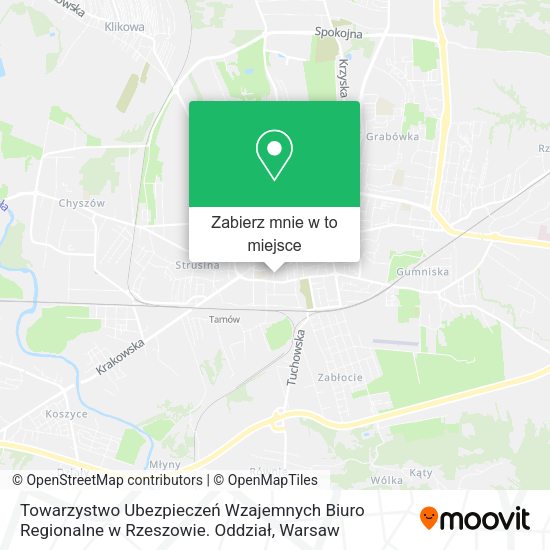 Mapa Towarzystwo Ubezpieczeń Wzajemnych Biuro Regionalne w Rzeszowie. Oddział