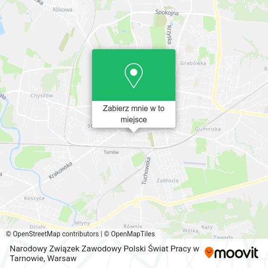 Mapa Narodowy Związek Zawodowy Polski Świat Pracy w Tarnowie