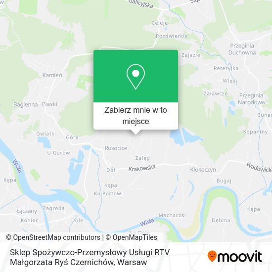 Mapa Sklep Spożywczo-Przemysłowy Usługi RTV Małgorzata Ryś Czernichów