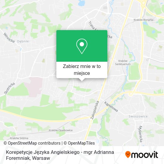 Mapa Korepetycje Języka Angielskiego - mgr Adrianna Foremniak