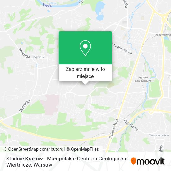 Mapa Studnie Kraków - Małopolskie Centrum Geologiczno-Wiertnicze