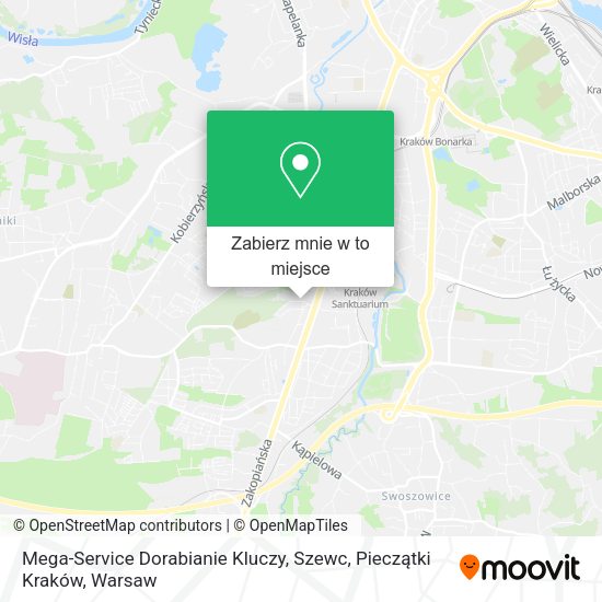 Mapa Mega-Service Dorabianie Kluczy, Szewc, Pieczątki Kraków