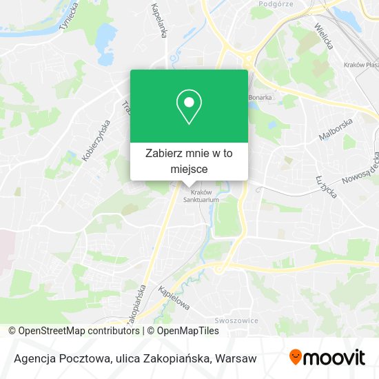 Mapa Agencja Pocztowa, ulica Zakopiańska