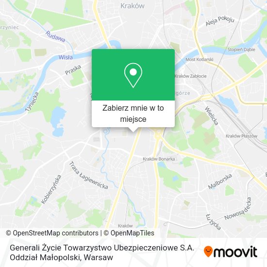 Mapa Generali Życie Towarzystwo Ubezpieczeniowe S.A. Oddział Małopolski