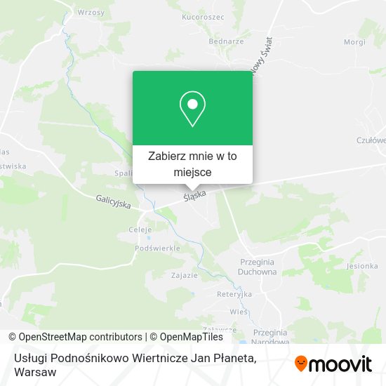 Mapa Usługi Podnośnikowo Wiertnicze Jan Płaneta