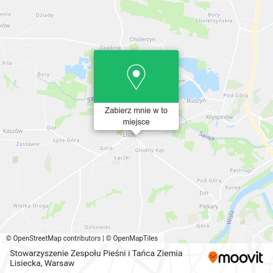 Mapa Stowarzyszenie Zespołu Pieśni i Tańca Ziemia Lisiecka