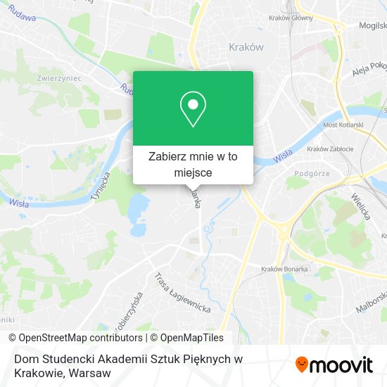 Mapa Dom Studencki Akademii Sztuk Pięknych w Krakowie