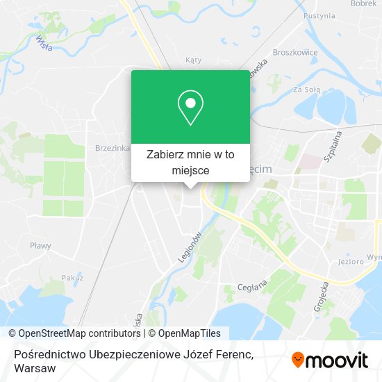 Mapa Pośrednictwo Ubezpieczeniowe Józef Ferenc