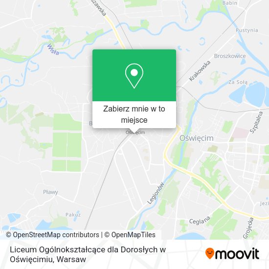 Mapa Liceum Ogólnokształcące dla Dorosłych w Oświęcimiu