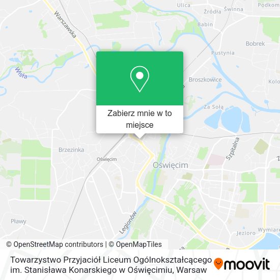 Mapa Towarzystwo Przyjaciół Liceum Ogólnokształcącego im. Stanisława Konarskiego w Oświęcimiu
