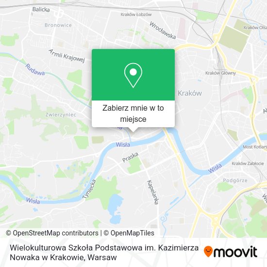 Mapa Wielokulturowa Szkoła Podstawowa im. Kazimierza Nowaka w Krakowie